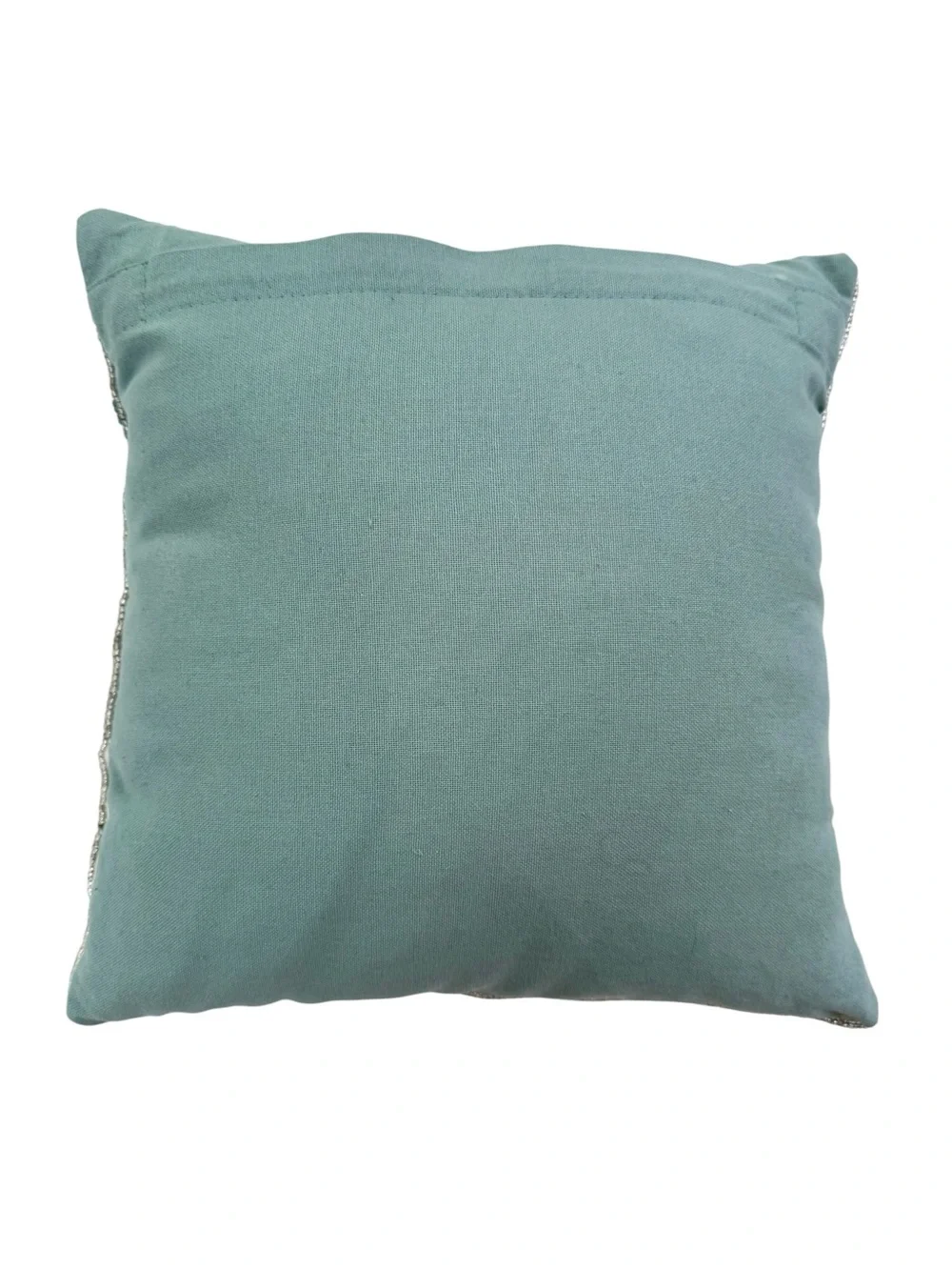 Beaded Seashell Motif 12” x 12” Square Decorative Pillow Blue